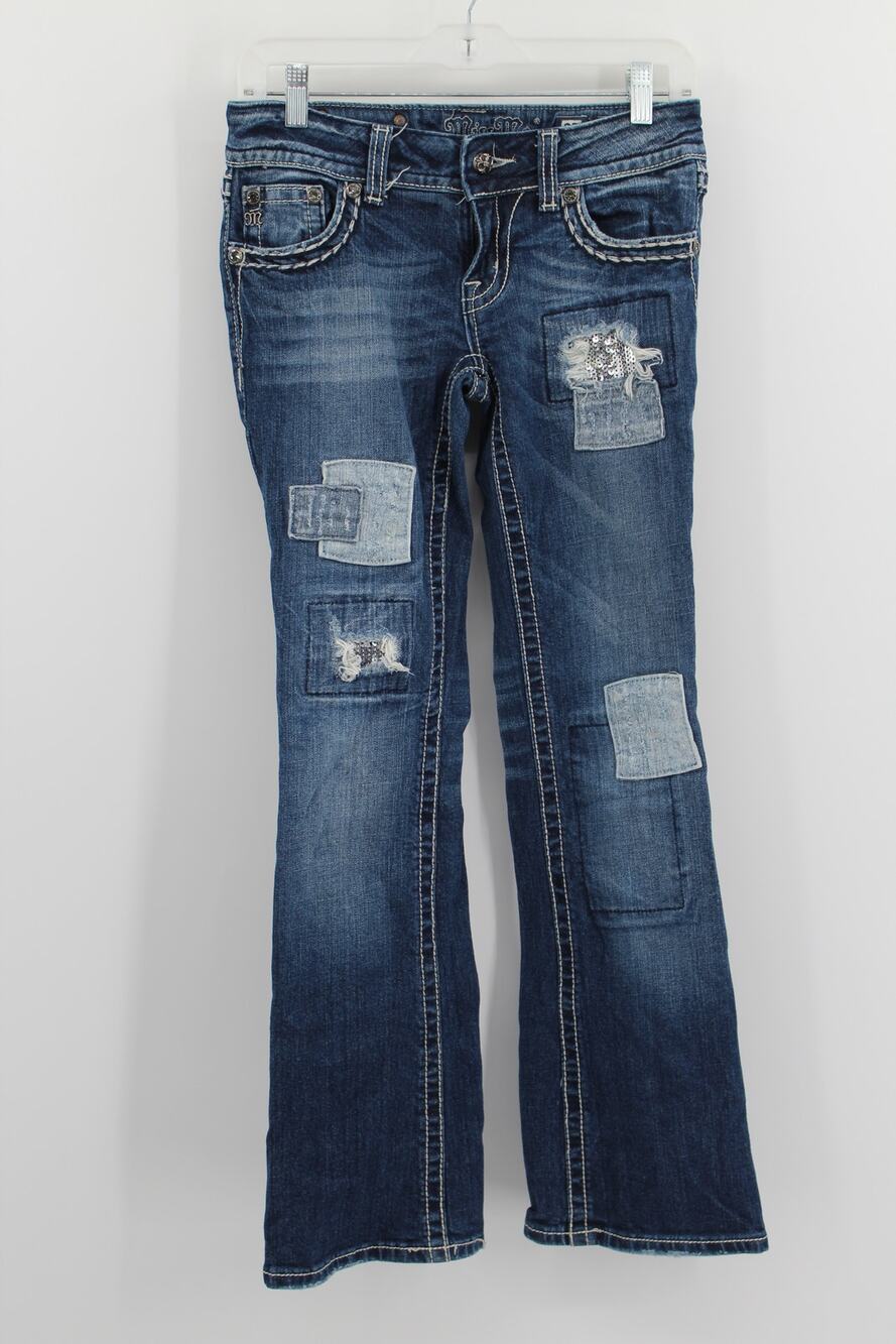 miss me Pathwork sequin low risse bootcut jeans blue 27